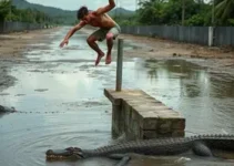 atletas de parkour jacarés