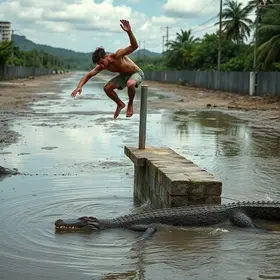 atletas de parkour jacarés