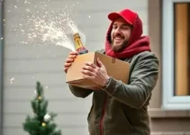 entregador arremessa espumante