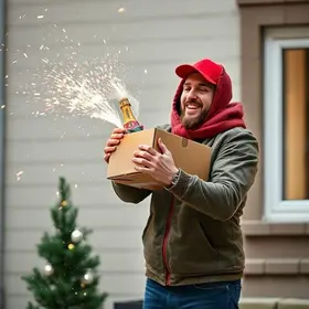 entregador arremessa espumante